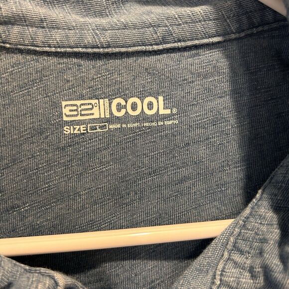 32 Degrees Cool Mens 100% Cotton‎ Long Sleeve Button-Up Shirt Blue Large - Picture 3 of 7